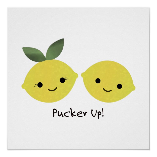 Pôster Pucker, Cute Kawaii Lemons (Frente)