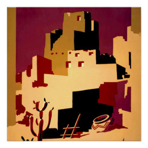 Pôster Pueblos Antigos do Sudoeste Arte de Poster WPA