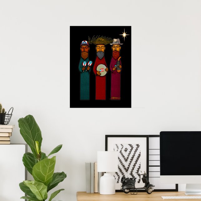 Poster Puerto Rican Three Wise Men – Parranda (Escritório em casa)
