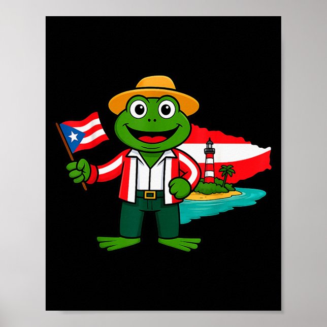 Poster Puerto Rico Coqui Frog Flag Shirt For Men Women Ki (Frente)