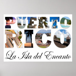 Pôster Puerto Rico La Isla Del Encanto Colagem
