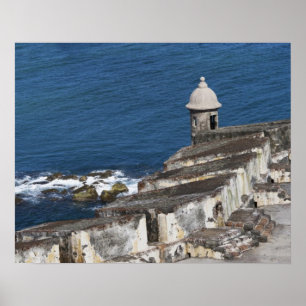 Poster Puerto Rico, San Juan velho, seção do EL Morro