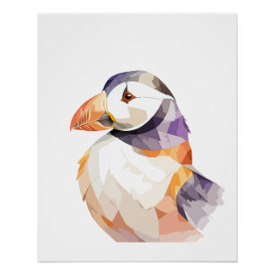 Pôster Puffin Brincando Adorável Alegria Animal Colorida