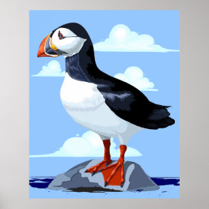 Poster Puffin Cute Atlantic Seabird