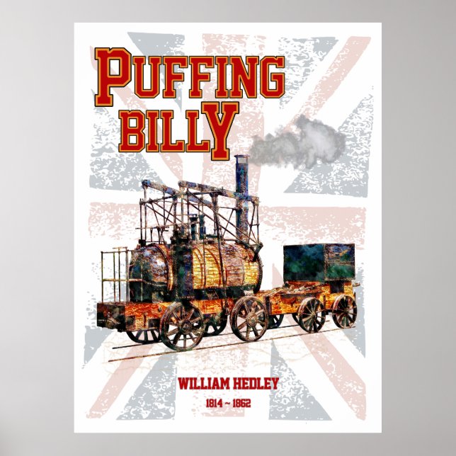 Poster Puffing Billy Steam Train English Locomotive  (Frente)