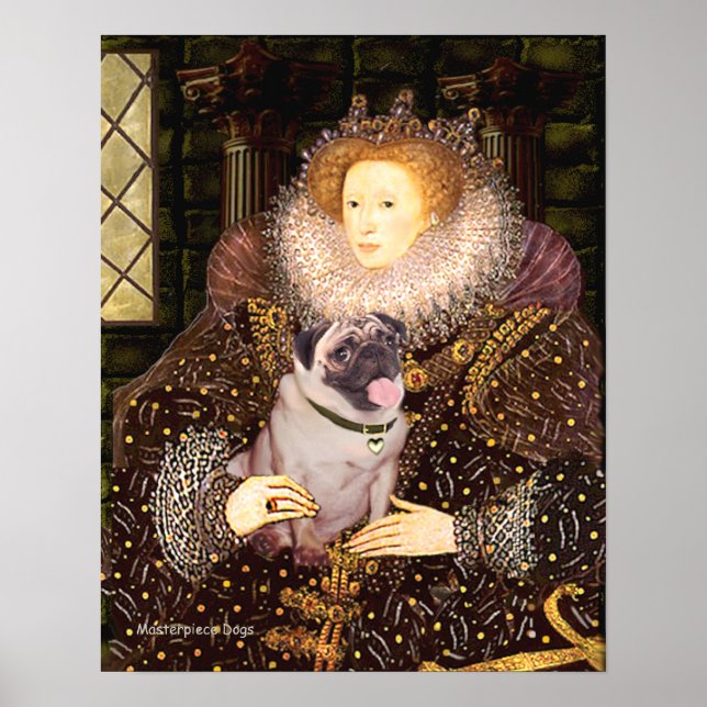 Pôster Pug 2 (filhote) - Rainha (Frente)