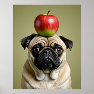 Poster Pug Apple