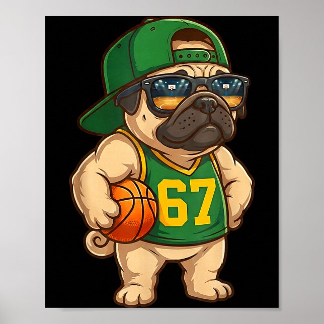 Poster Pug Basketball Dog 67 Gen Alpha Slang Srts Men Boy (Frente)