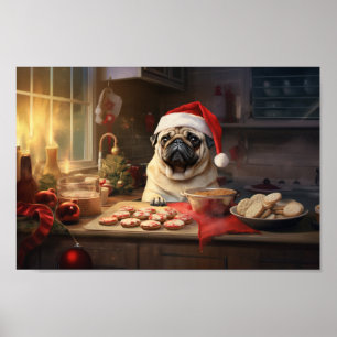 Poster Pug Christmas Cookies Festivo Foliday