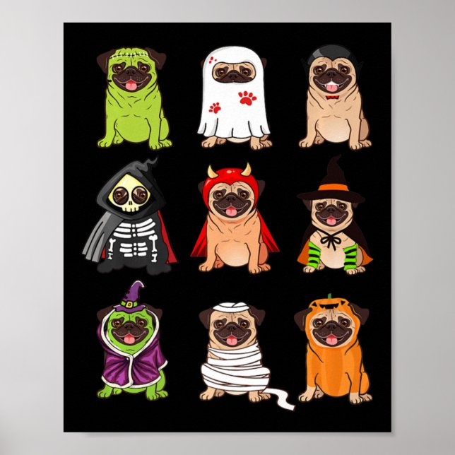 Poster Pug Collection Happy Pugoentre Halloween Spooky Co (Frente)