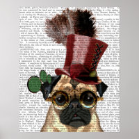 Pug com Estilo Steampunk Top Hat