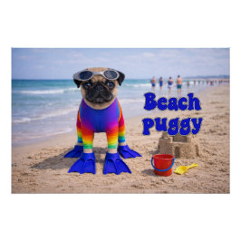 Pôster Pug da Praia