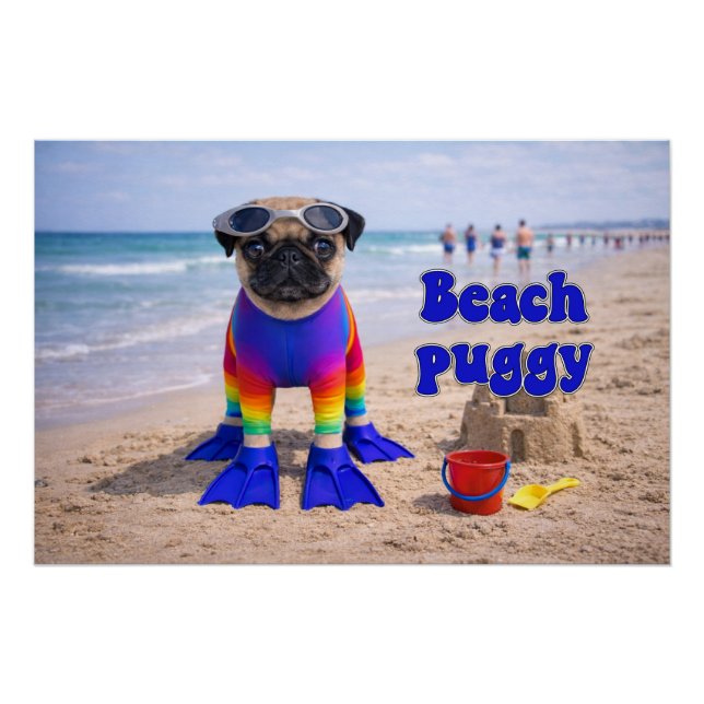 Pôster Pug da Praia (Frente)