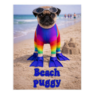 Pôster Pug da Praia