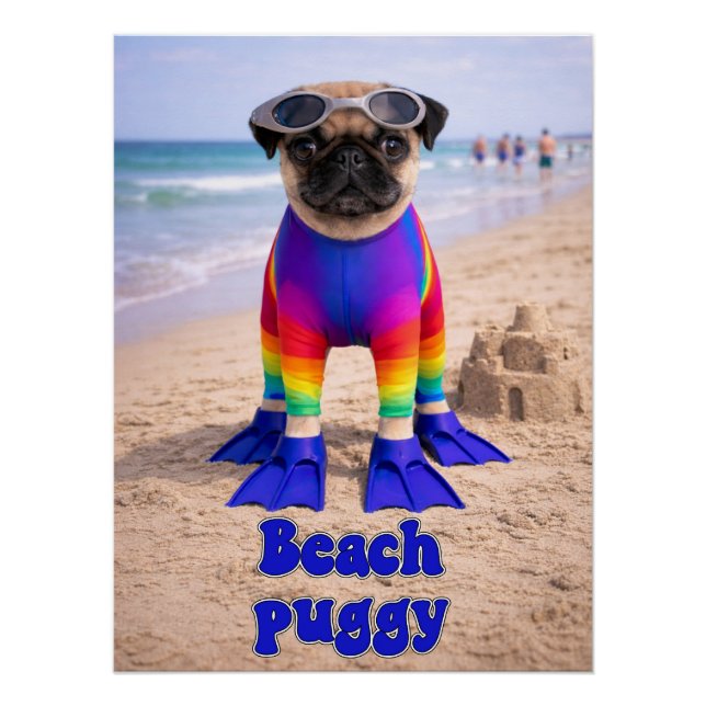 Pôster Pug da Praia (Frente)