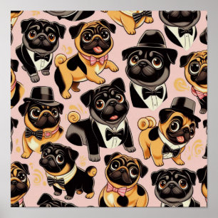Poster Pug de Cueca Sem Costura Retroativa