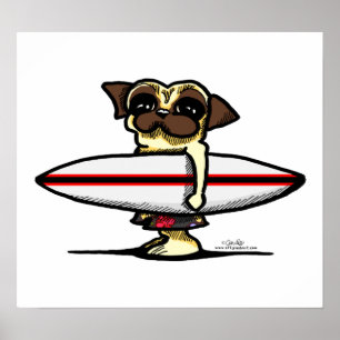 Pôster Pug do surfista