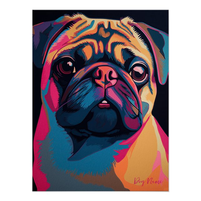 Pôster Pug Dog 001 - Bruno Pokopen (Frente)
