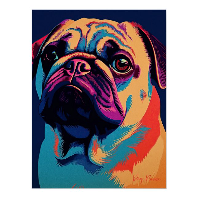 Pôster Pug Dog 002 - Bruno Pokopen (Frente)