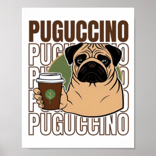 Poster Pug dog cappucccino