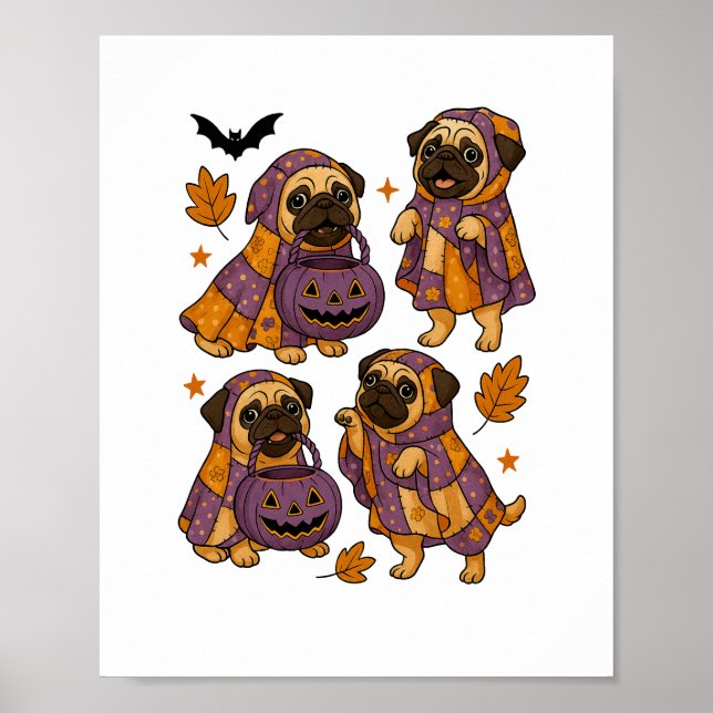 Poster Pug Dog Ghost Halloween Spooky (Frente)