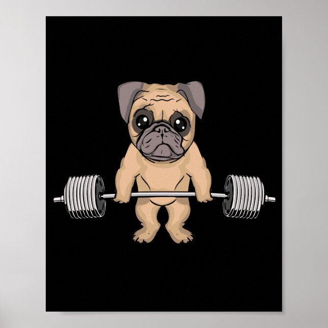Poster Pug Dog Gym Lover Mulheres Empilhadas Homens Crian (Frente)