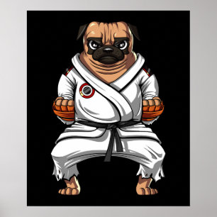 Poster Pug Dog Karate Ninja Artes Marciais Pet