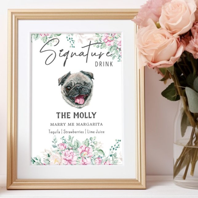 Poster Pug Dog Signature Drag Sinal (Criador carregado)