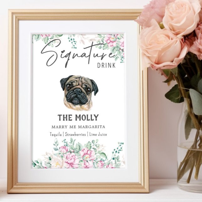 Poster Pug Dog Signature Drag Sinal (Criador carregado)