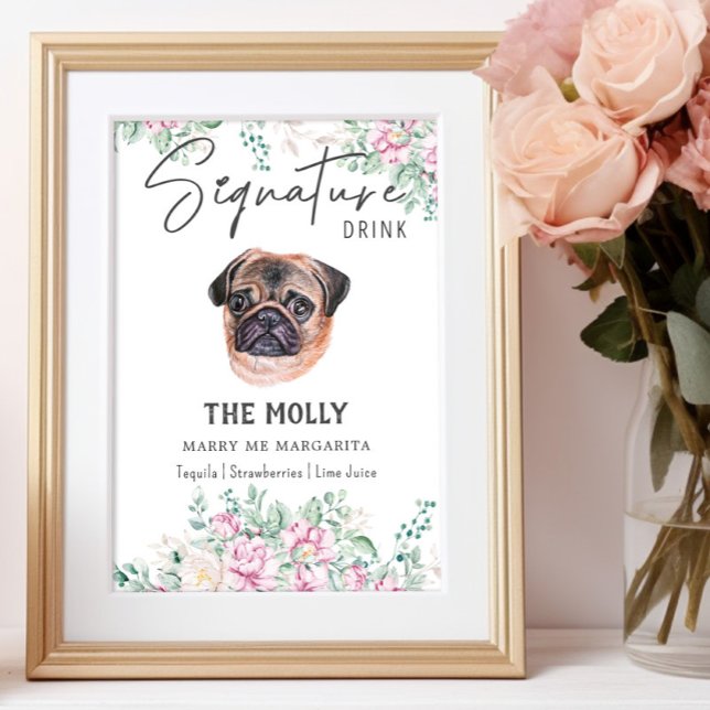 Poster Pug Dog Signature Drag Sinal (Criador carregado)
