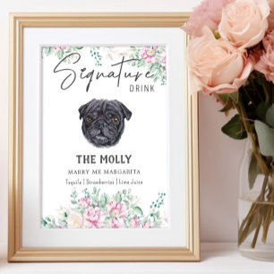 Poster Pug Dog Signature Drag Sinal