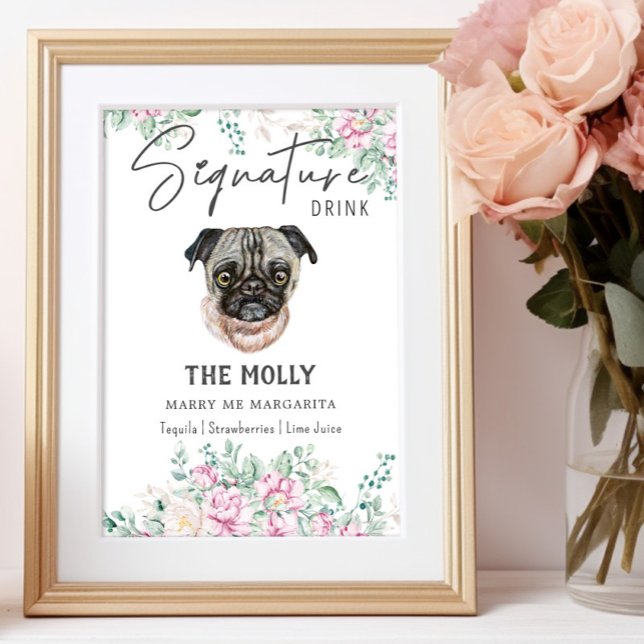 Poster Pug Dog Signature Drag Sinal (Criador carregado)