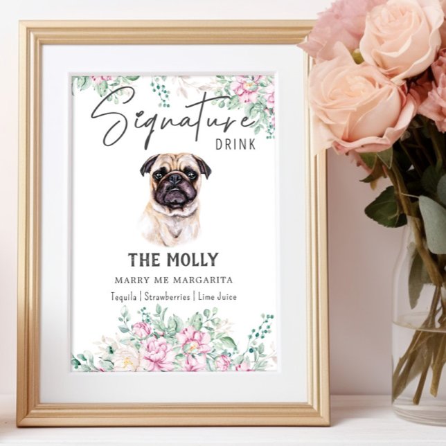 Poster Pug Dog Signature Drag Sinal (Criador carregado)