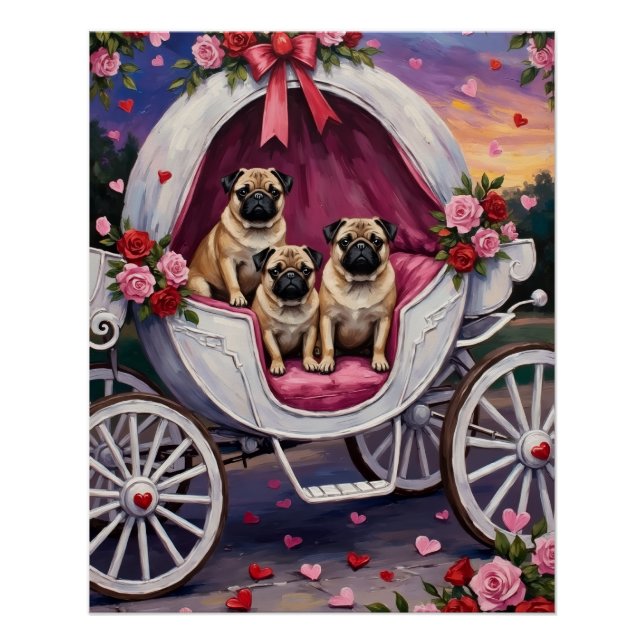 Pôster Pug Dog Valentine's Day (Frente)