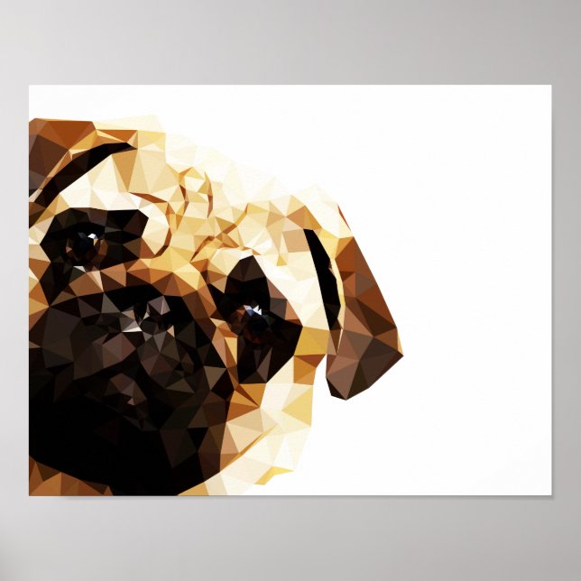 Poster Pug Low Poly Art (Frente)