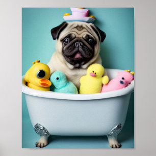 Poster Pug Paradise: Uma Beleza Bandeira na Tubagem