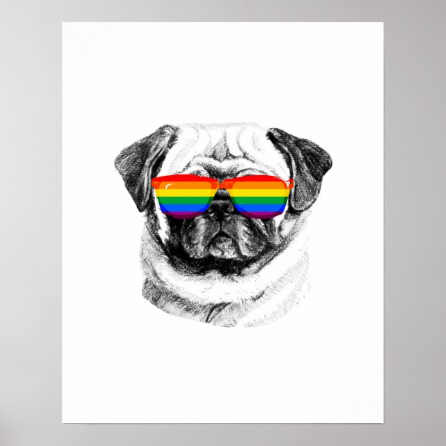 Pôster Pug Pride Sunglasses (Frente)