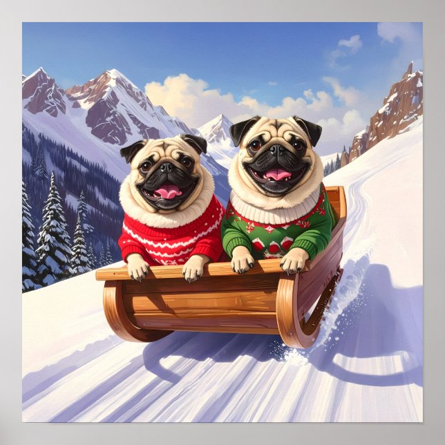 Poster Pug Sled Ride (Frente)