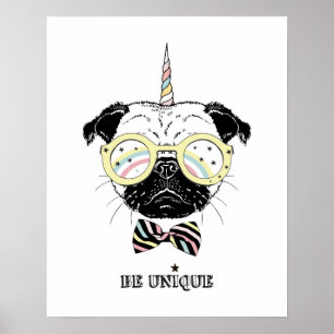Poster Pug Unicorn   Ser único