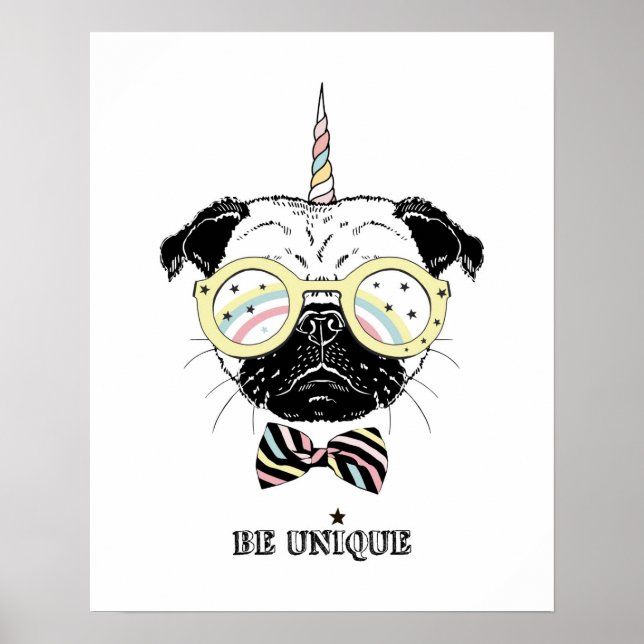 Poster Pug Unicorn | Ser único (Frente)
