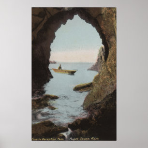 Poster Puget Sound, WA - caverna na decepção