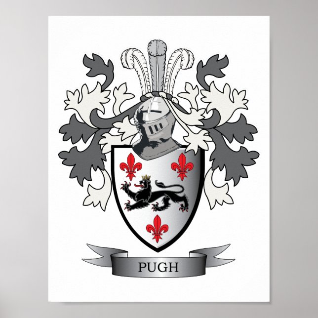 Pôster Pugh Family Crest Coat of Arms (Frente)
