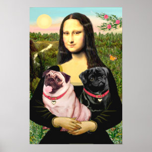 Poster Pugs (Cor de Veado + Preto) - Mona Lisa