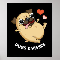 Pugs E Beijos Engraçados Pug Doggy Pun Dark BG