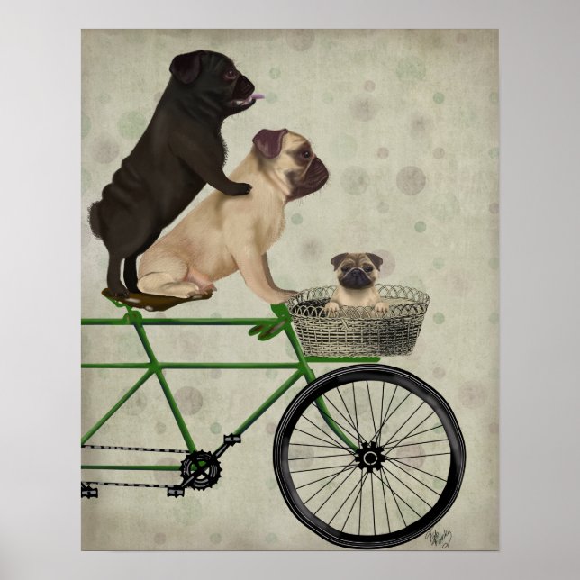 Poster Pugs na Bicicleta (Frente)
