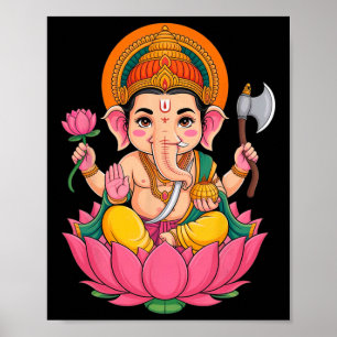 Poster Puja Hindu Ganesha Deus Elefante Índia Meditação Y