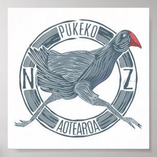 Poster Pukeko Aotearoa Nova Zelândia