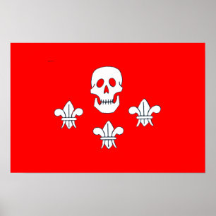POSTER PULA DE JOLLY ROGER E BANDEIRA DE TRÊS MENTIRAS
