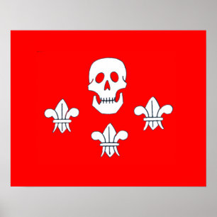 POSTER PULA DE JOLLY ROGER E BANDEIRA DE TRÊS MENTIRAS