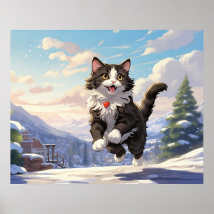 Poster *~* Pulando Gatinho de neve 5:4 Kitten Cat AP68 Tu